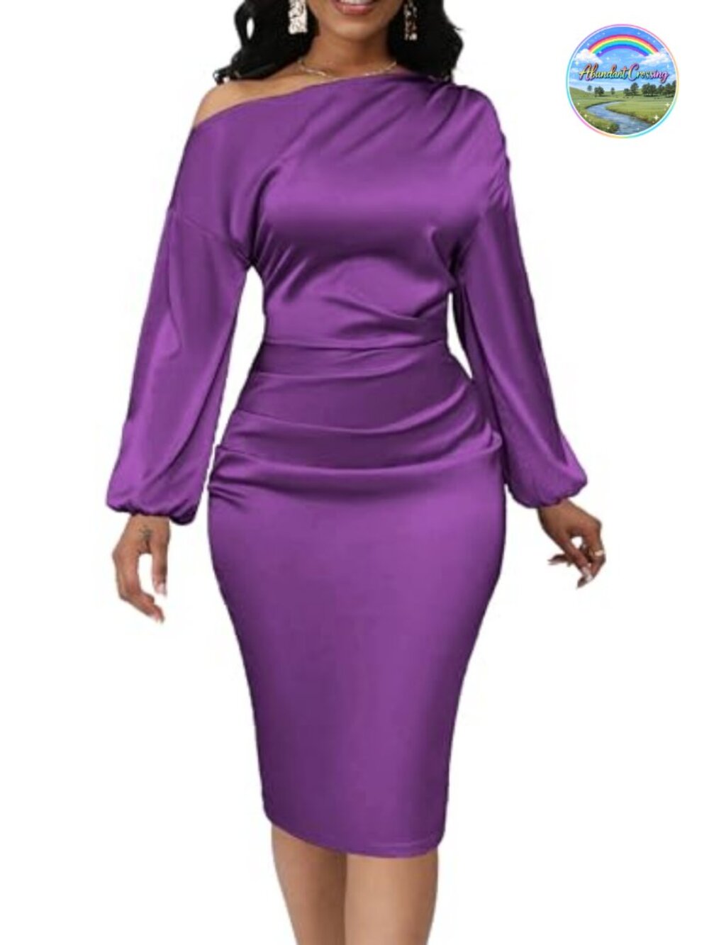 Yiershu Women's Off Shoulder Bodycon Midi Dress Long Sleeve